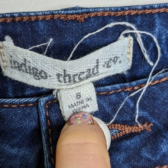 (Indigo Thread Co.) Visible Mending Skinny Jeans 6 - Picture 8 of 8